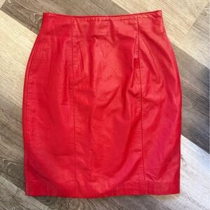 Vintage Chia red leather pencil skirt size 2